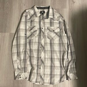 Rock & Republic White and Gray Plaid Shirt